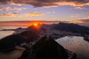 Beautiful panorama of Rio de Janeiro at twilight, Brazil. Sugarloaf Mountain